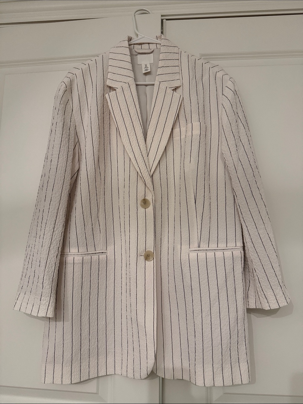 NWOT H&M Oversized Slouchy Cream Blazer with Pinstripes